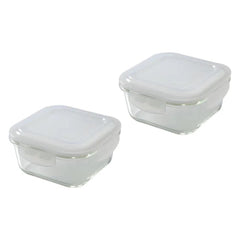 Borosil Microwavable Klip-N-Store Daisy 4 Containers Borosilicate Glass Lunch Box | Set of 4 Pcs