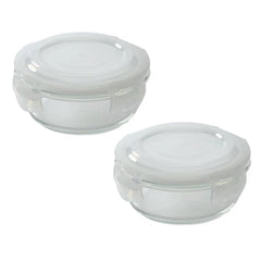 Borosil Microwavable Universal 4 Containers Borosilicate Glass Lunch Box | Set of 4 Pcs