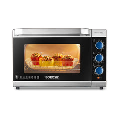 Borosil Prima 48 Litres Digital Oven Toaster & Grill | Motorized Rotisserie & Convection Heating | Silver & Black