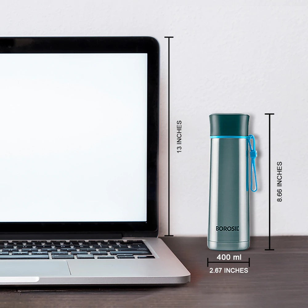 Borosil Hydra Sprint 400 ML Stainless Steel Vacuum Insulated Water Bottle | 1 Pc