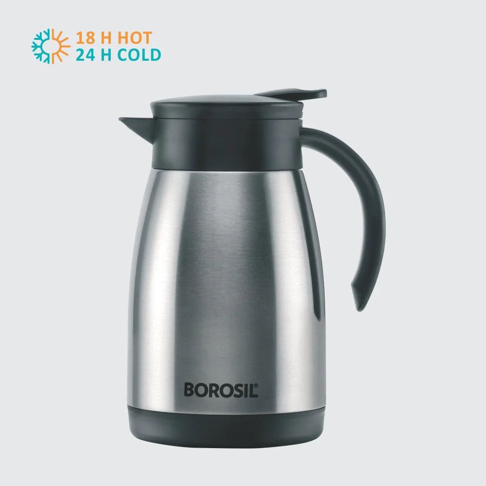 Borosil Insulated Stainless Steel Tea Pot | Hot n Cold | Silver