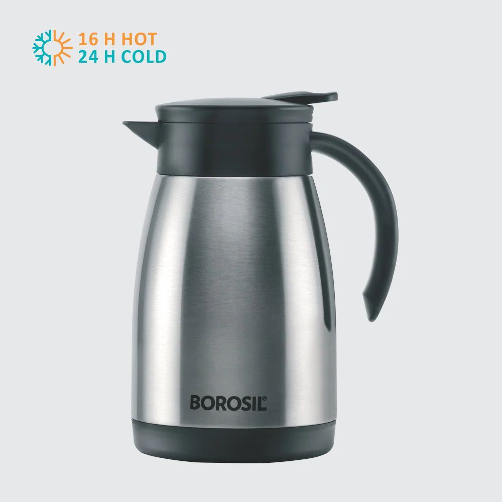 Borosil Insulated Stainless Steel Tea Pot | Hot n Cold | Silver