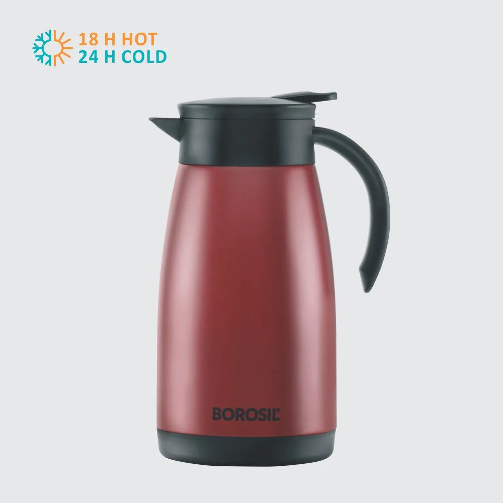 Borosil Insulated Stainless Steel Tea Pot | Hot n Cold | Red