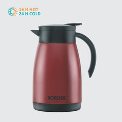 Borosil Insulated Stainless Steel Tea Pot | Hot n Cold | Red