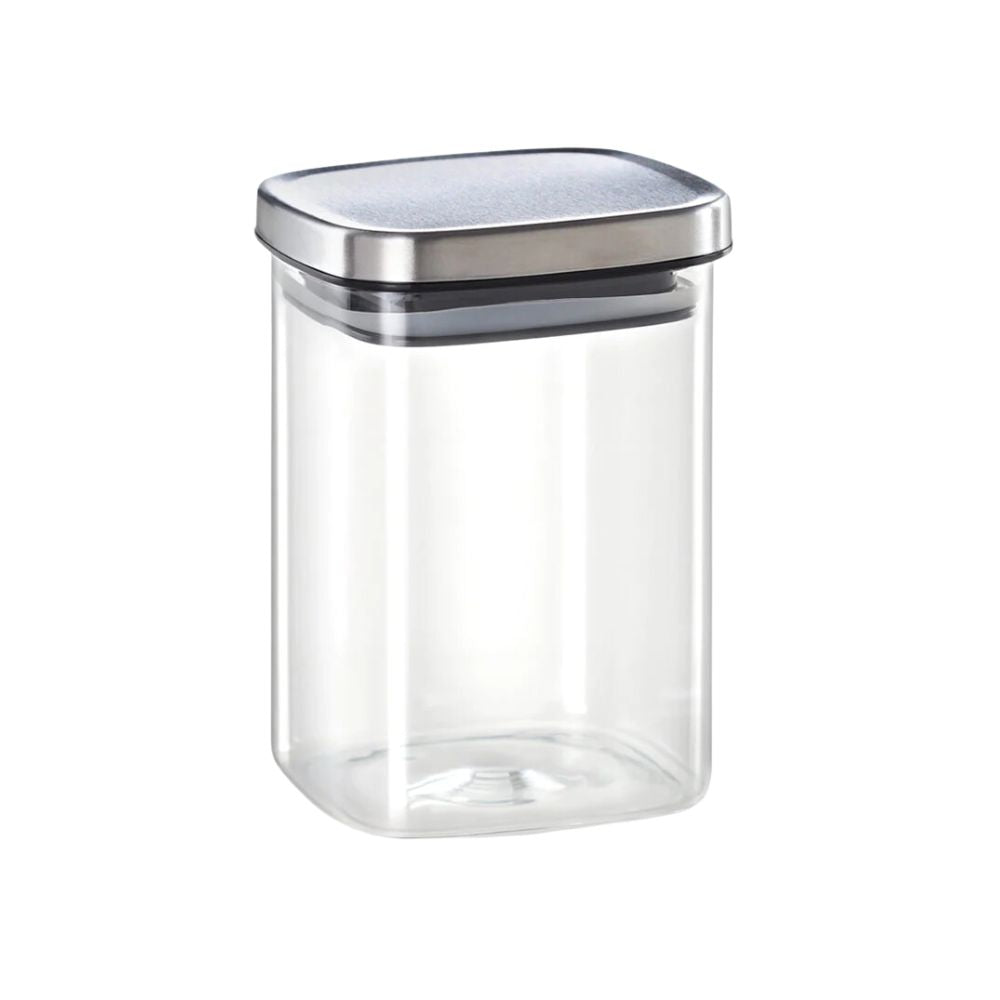 Borosil Classic Square 1000 ML Glass Storage Jar | Transparent | 1 Pc