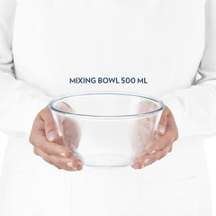 Borosil Glass 500 ML Mixing Bowl with Lid | Transparent