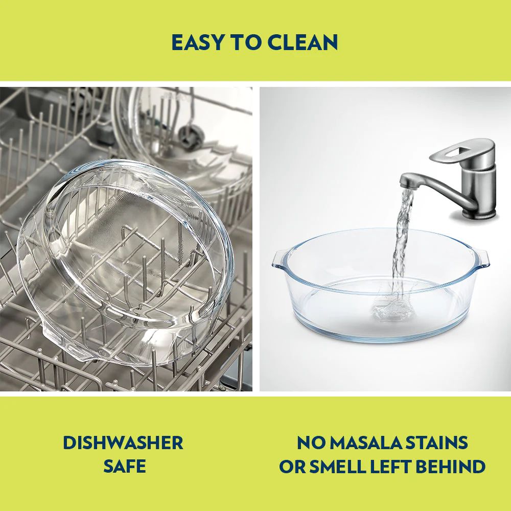 Borosil Round 1200 ML Cake Dish with Handle | Microwave & Oven Safe | Transparent | 1 Pc