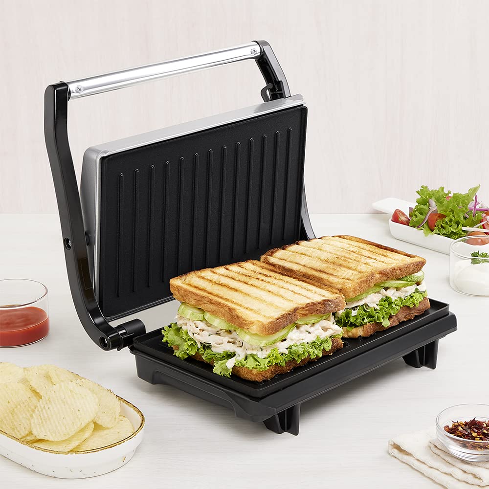 Borosil Prime 700 Watts 2 Slice Grill Sandwich Maker | Grey