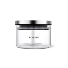 Borosil Classic Glass Storage Jar with Stainless Steel Lid | Transparent | 1 Pc