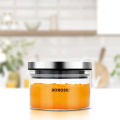 Borosil Classic Glass Storage Jar with Stainless Steel Lid | Transparent | 1 Pc