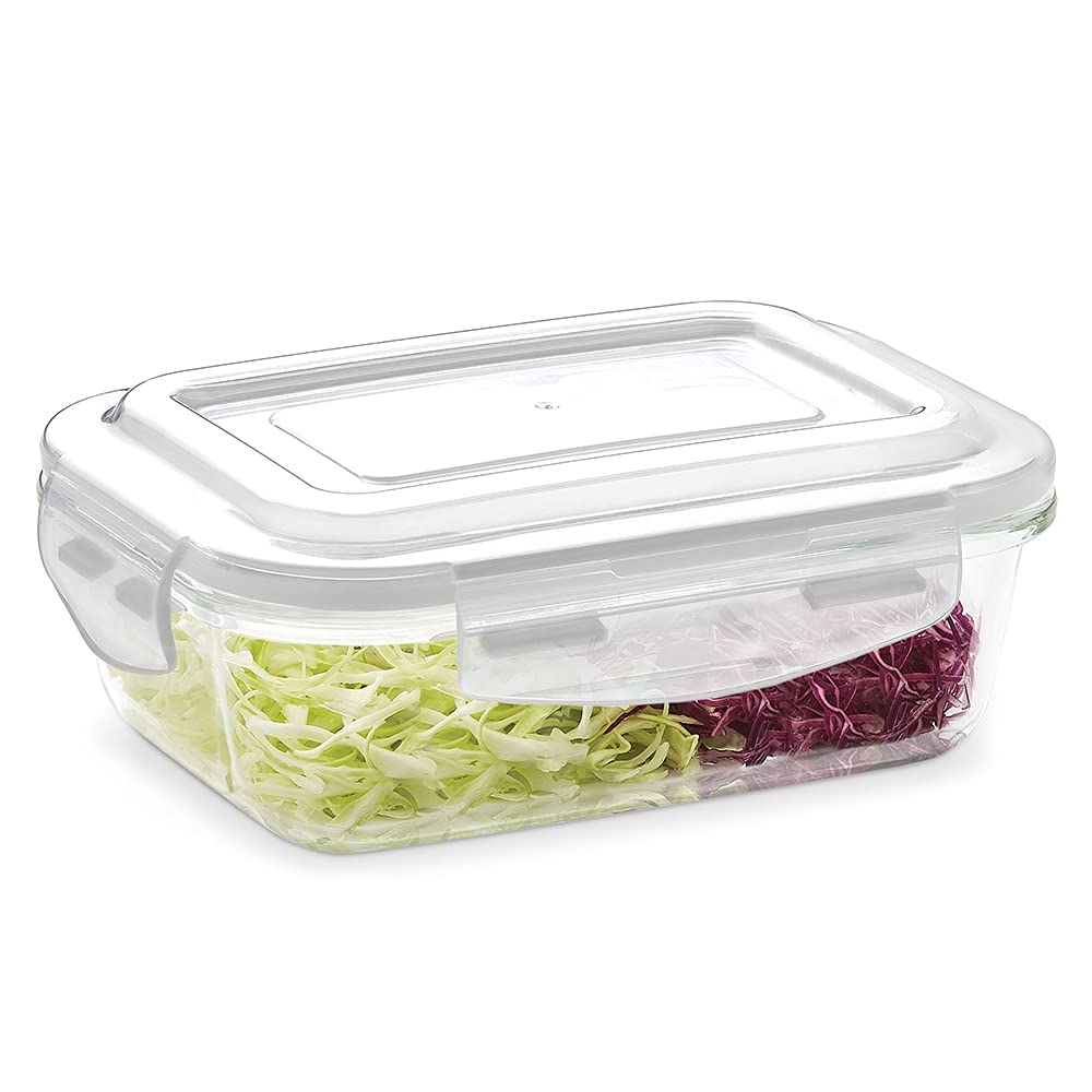 Borosil Klip N Store Rectangular Glass Storage Container | Microwave & Oven Safe | Transparent | 1 Pc
