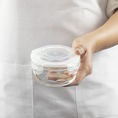 Borosil Klip n Store 240 ML + 400 ML Round Glass Container | Transparent | Set of 2 Pcs