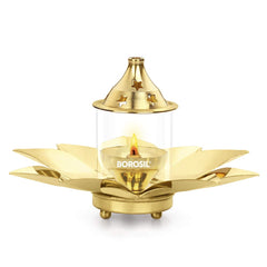 Borosil Brass Kamal Small Akhand Diya | Golden