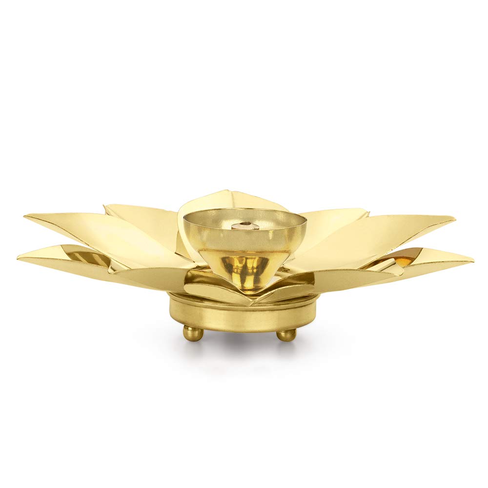 Borosil Brass Kamal Small Akhand Diya | Golden