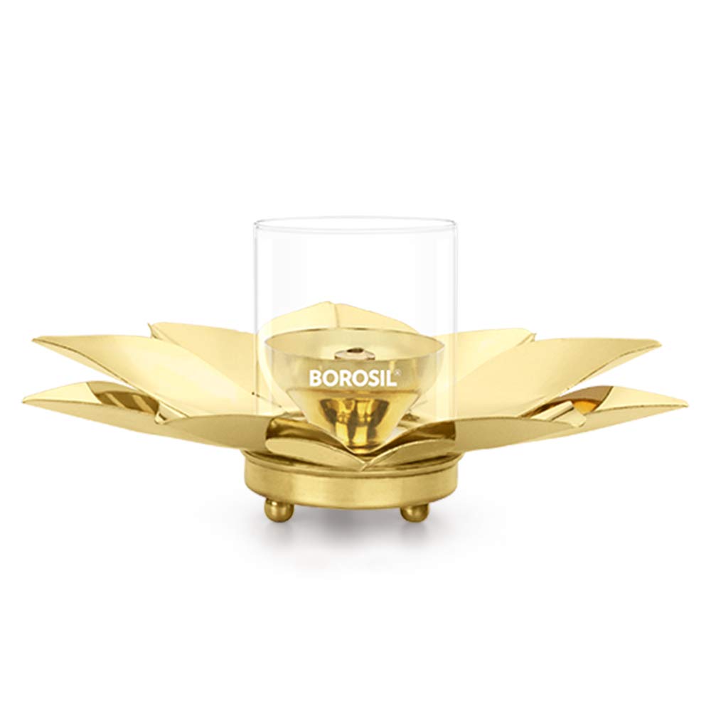 Borosil Brass Kamal Small Akhand Diya | Golden