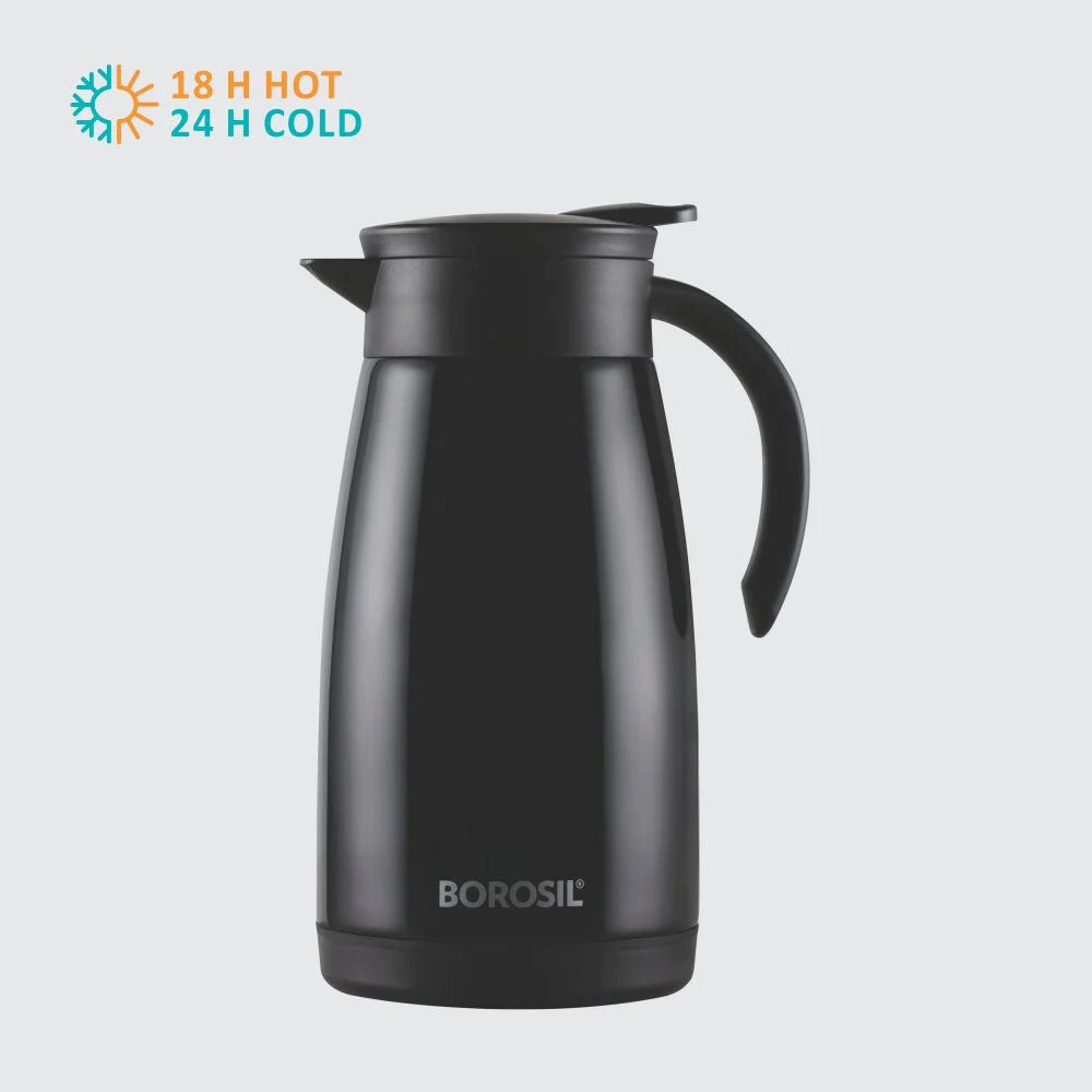 Borosil Insulated Stainless Steel Tea Pot | Hot n Cold | Black