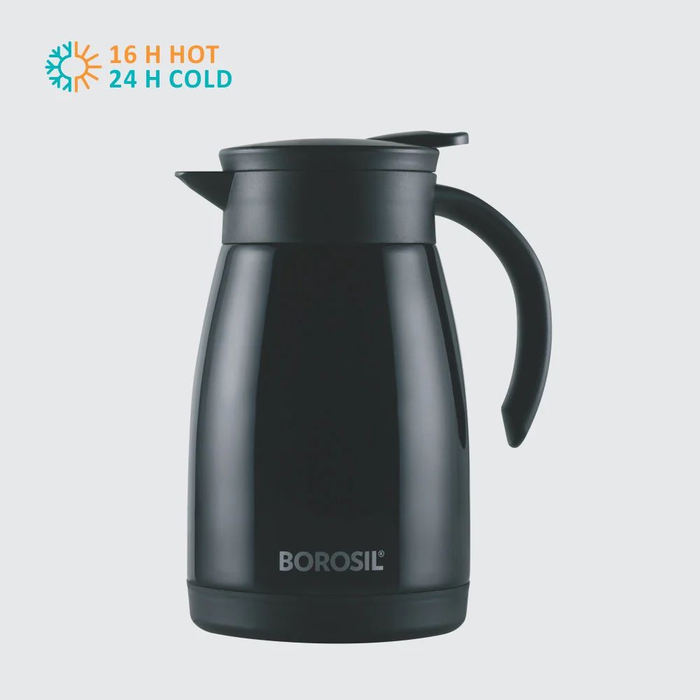 Borosil Insulated Stainless Steel Tea Pot | Hot n Cold | Black