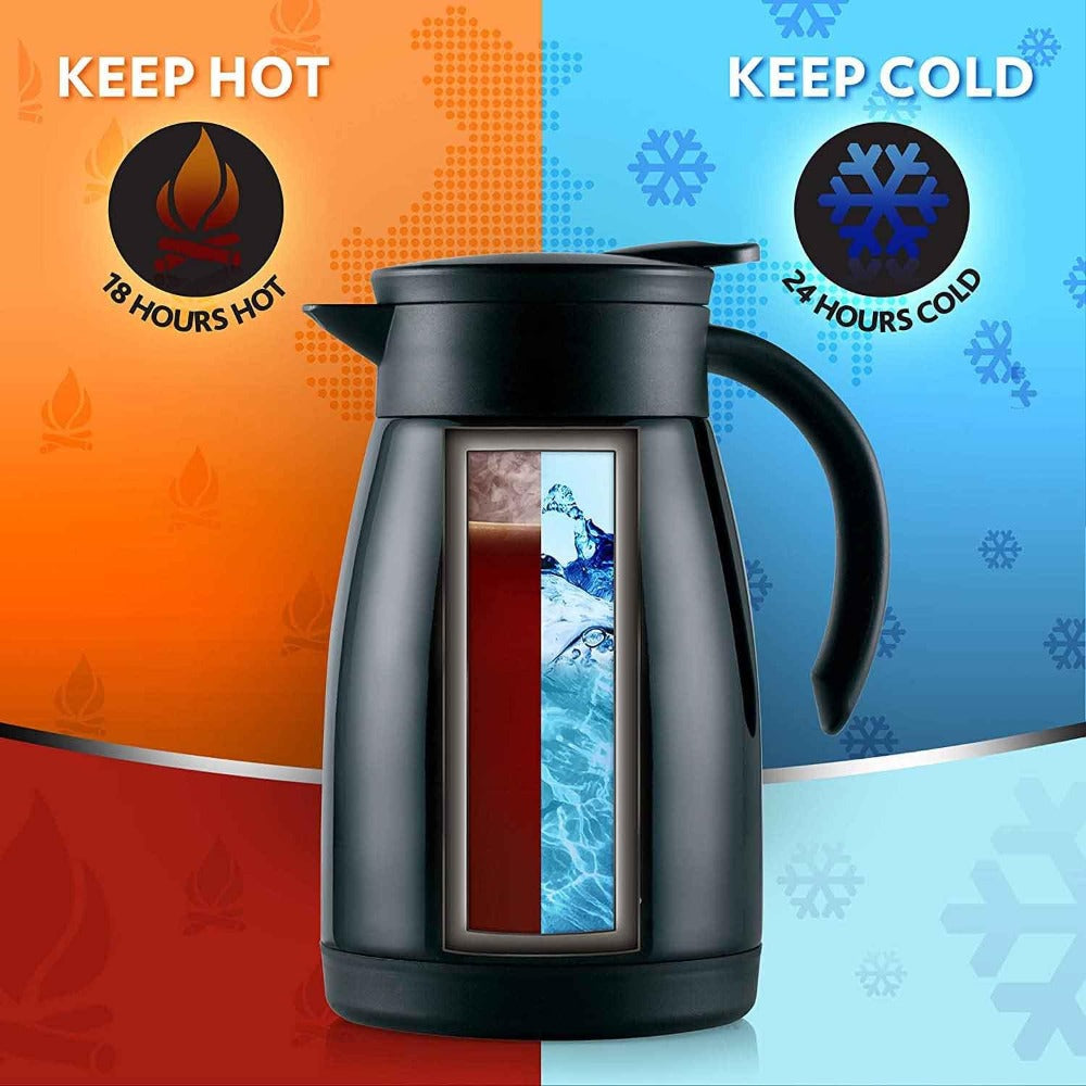 Borosil Insulated Stainless Steel Tea Pot | Hot n Cold | Black