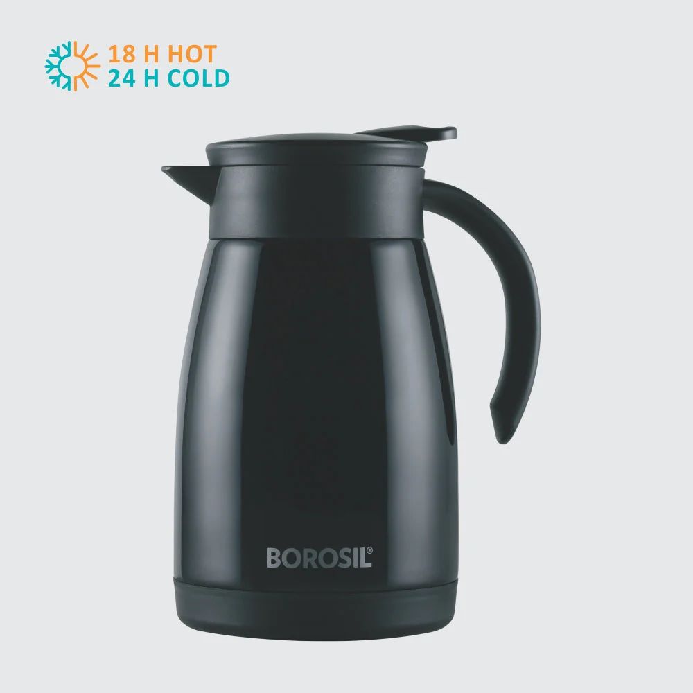Borosil Insulated Stainless Steel Tea Pot | Hot n Cold | Black