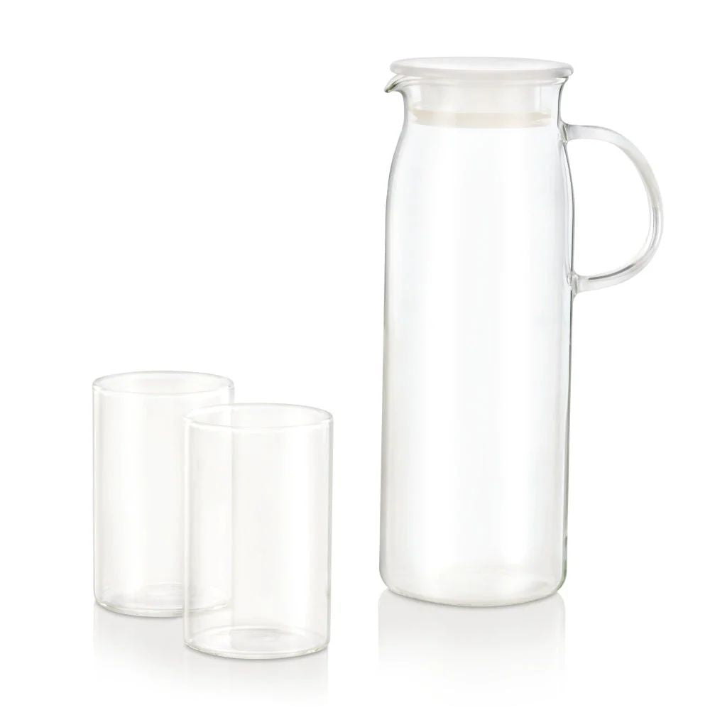 Borosil Aqua Set - 1000 ML Jug + 6 Vision Glasses | Transparent | Set of 7 Pcs