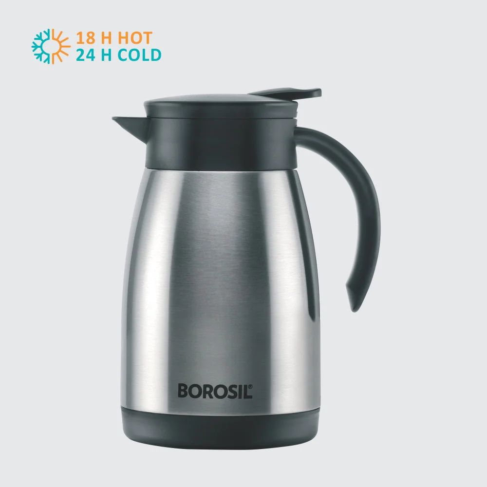 Borosil Insulated Stainless Steel Tea Pot | Hot n Cold | Silver