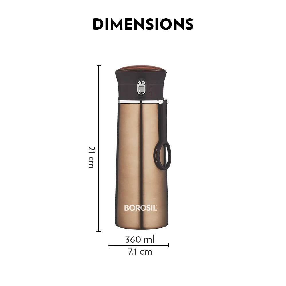 Borosil Stainless Steel Hydra Travelease Vacuum Insulated Flask | 1 Pc