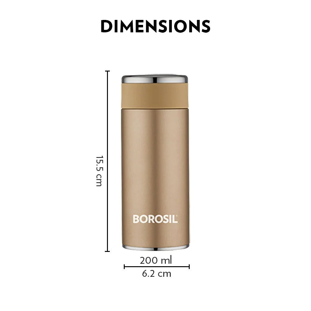 Borosil Stainless Steel Hydra Travelsmart Vacuum Insulated Flask Water Bottle | Rose Gold | 1 Pc