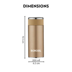 Borosil Stainless Steel Hydra Travelsmart Vacuum Insulated Flask Water Bottle | Rose Gold | 1 Pc