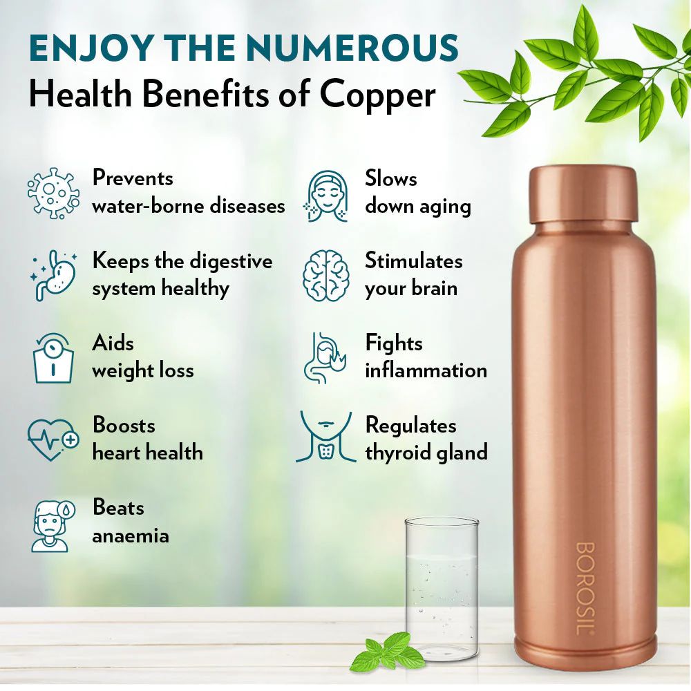 Borosil Eco 1000 ML Copper Bottle | 1 Pc