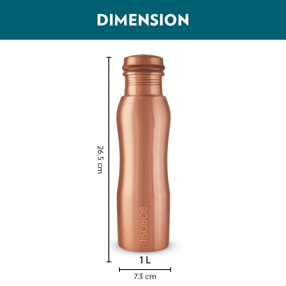 Borosil Curvy 1000 ML Copper Bottle | 1 Pc