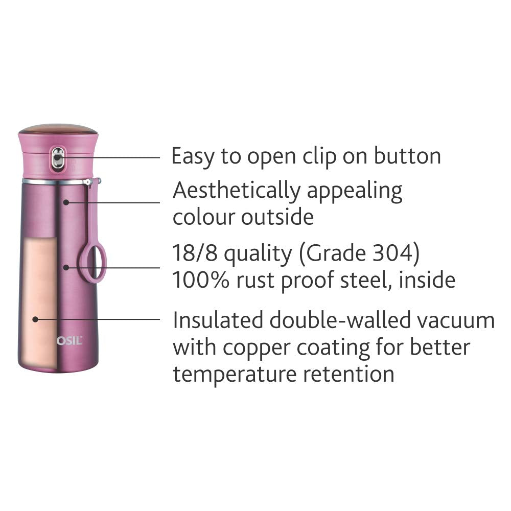 Borosil Stainless Steel Hydra Travelease Vacuum Insulated Flask | 1 Pc