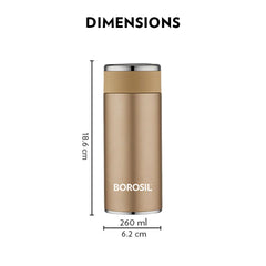 Borosil Stainless Steel Hydra Travelsmart Vacuum Insulated Flask Water Bottle | Rose Gold | 1 Pc