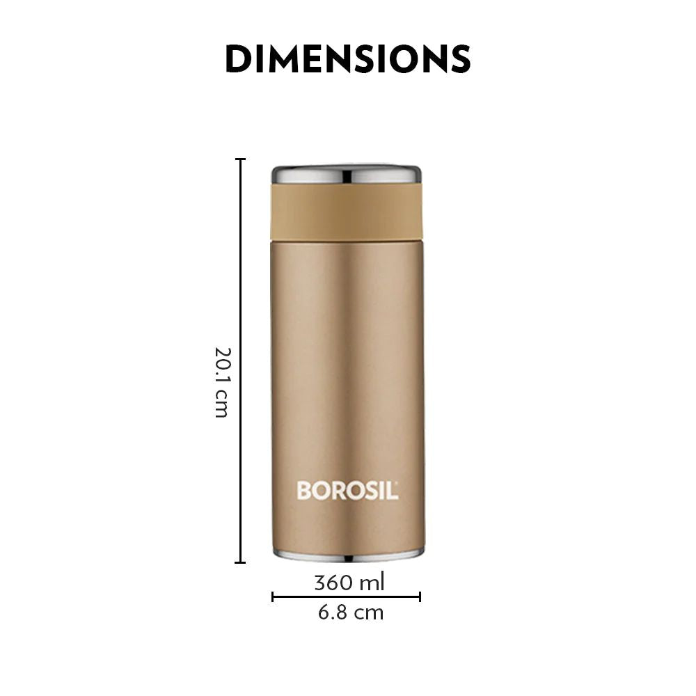 Borosil Stainless Steel Hydra Travelsmart Vacuum Insulated Flask Water Bottle | Rose Gold | 1 Pc