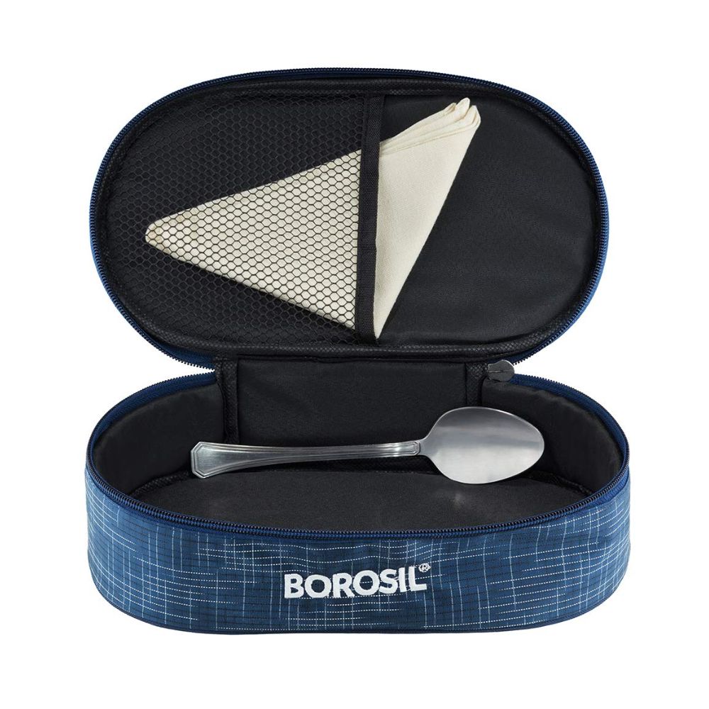Borosil Indigo 2 Containers Glass Lunch Box | Microwave Safe | Set of 2 Pcs