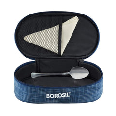 Borosil Indigo 2 Containers Glass Lunch Box | Microwave Safe | Set of 2 Pcs