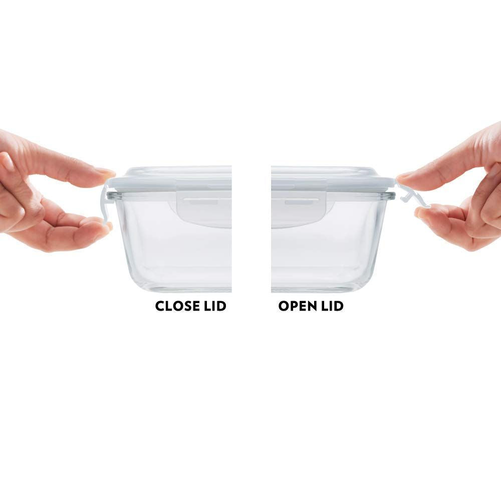 Borosil Indigo 2 Containers Glass Lunch Box | Microwave Safe | Set of 2 Pcs
