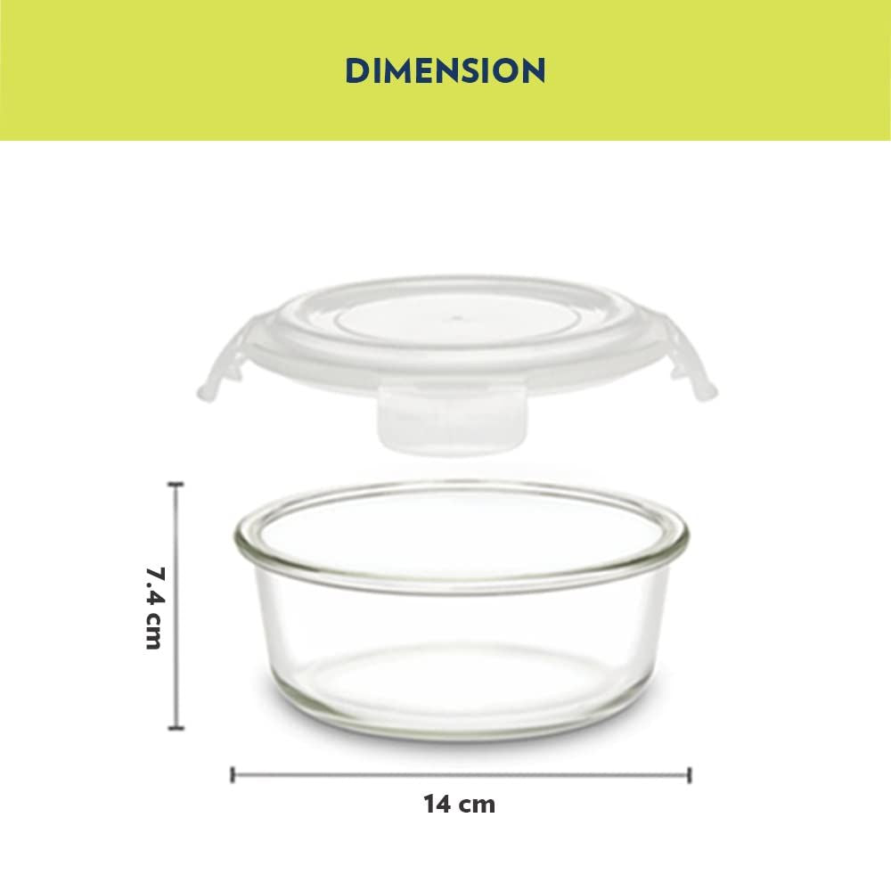 Borosil Indigo 2 Containers Glass Lunch Box | Microwave Safe | Set of 2 Pcs