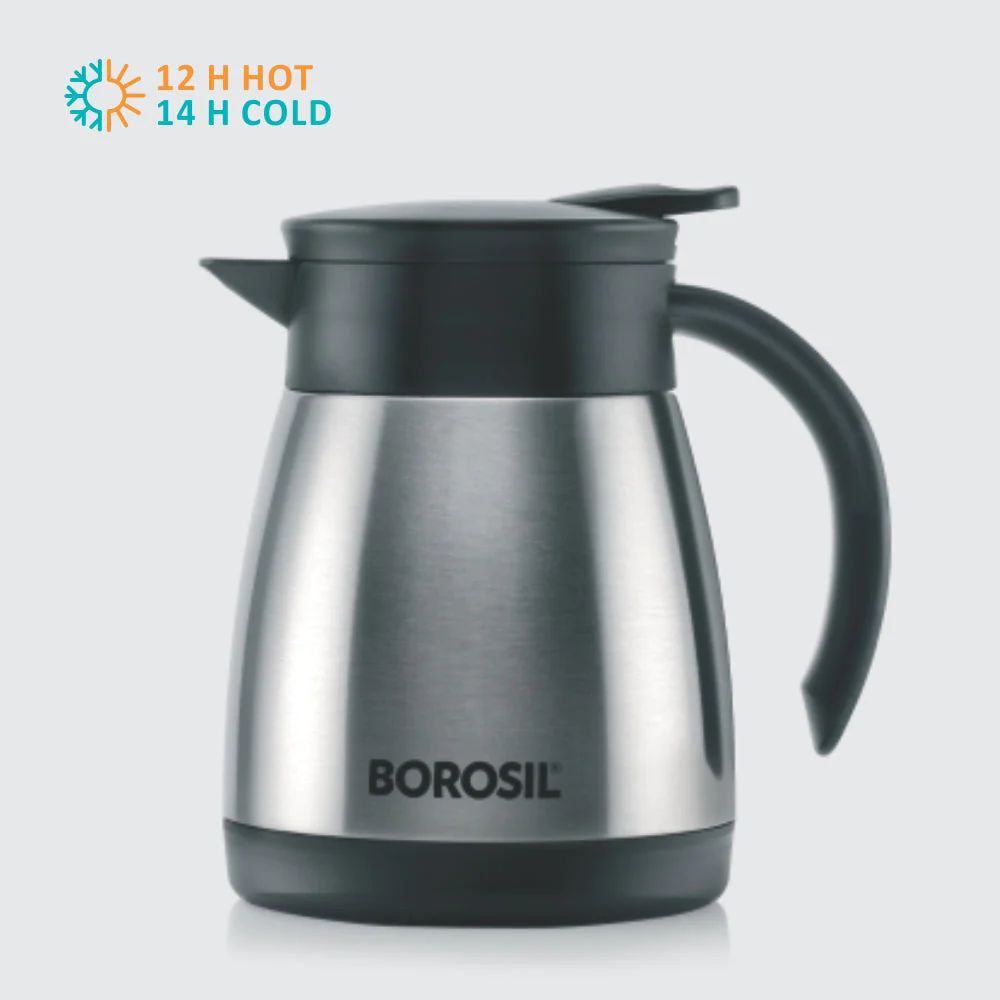 Borosil Insulated Stainless Steel Tea Pot | Hot n Cold | Silver