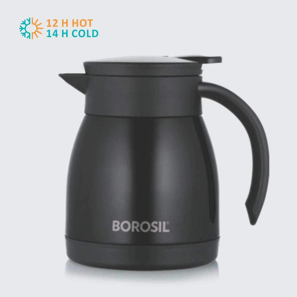 Borosil Insulated Stainless Steel Tea Pot | Hot n Cold | Black