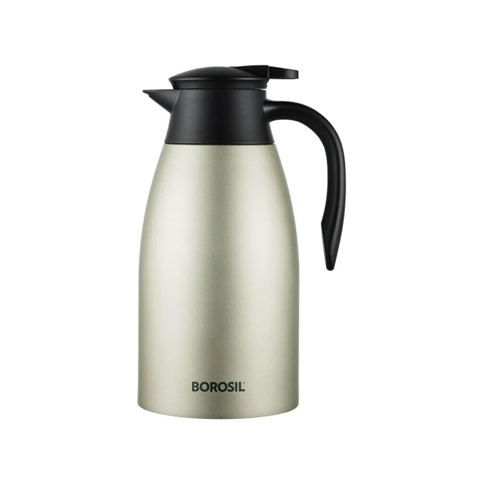 Borosil Stainless Steel Oyster 2000 ML Vacuum Insulated Teapot | Silver | 1 Pc