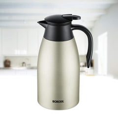 Borosil Stainless Steel Oyster 2000 ML Vacuum Insulated Teapot | Silver | 1 Pc