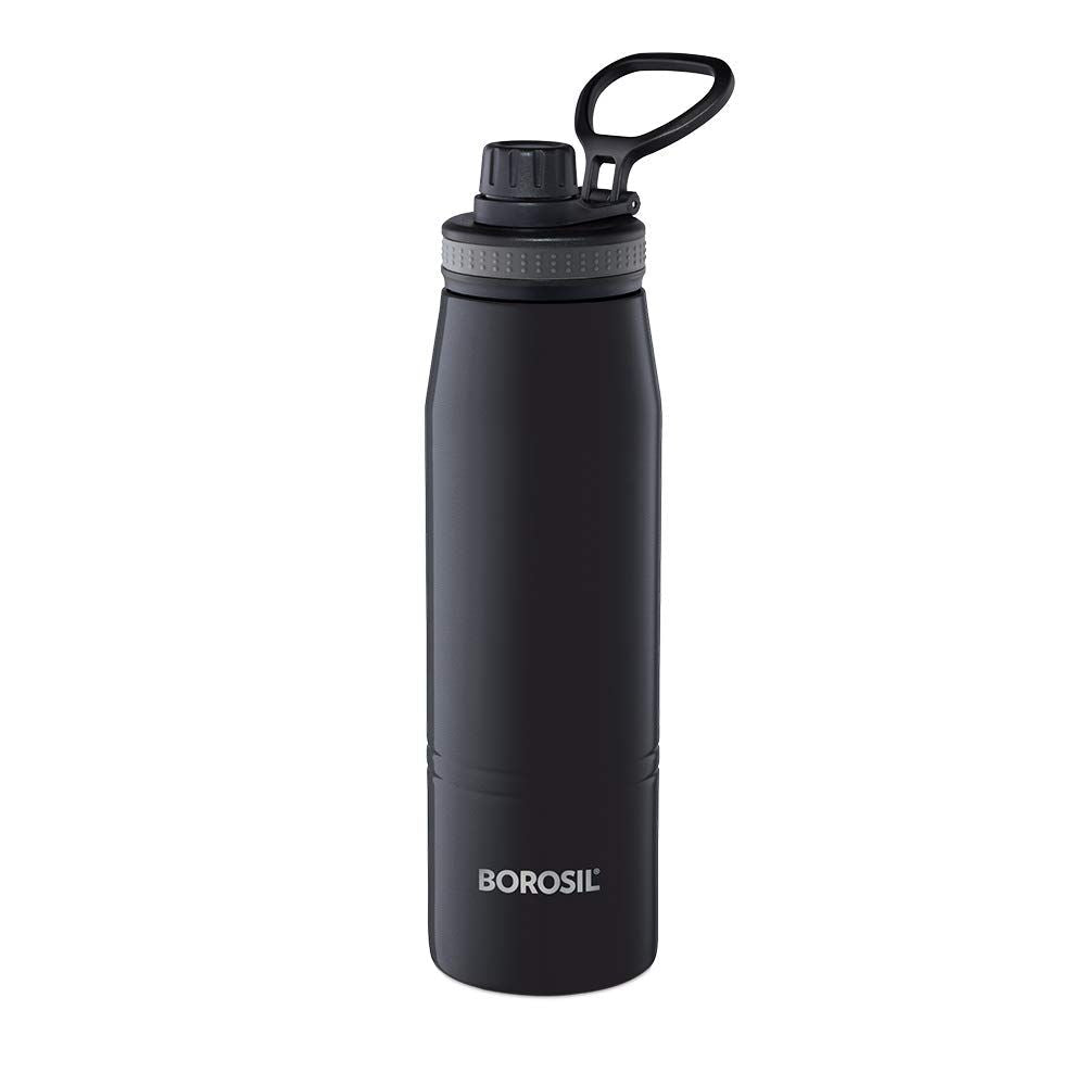 Borosil Stainless Steel Hydra Gosports Vacuum Insulated Water Bottle | Black | 1 Pc
