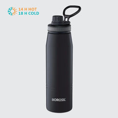 Borosil Stainless Steel Hydra Gosports Vacuum Insulated Water Bottle | Black | 1 Pc