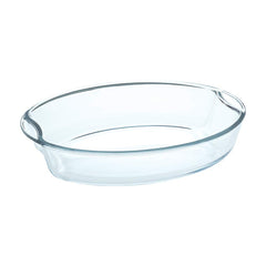 Borosil EasyGrip 2500 ML Oval Baking Dish | Microwave Safe & Oven Safe | Transparent | 1 Pc