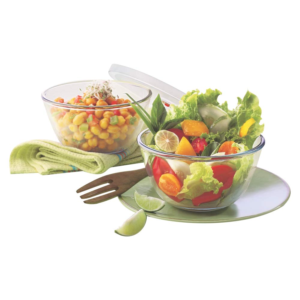 Borosil Basic 500 ML Mixing Bowl Set | Transparent | Set of 2 Pcs