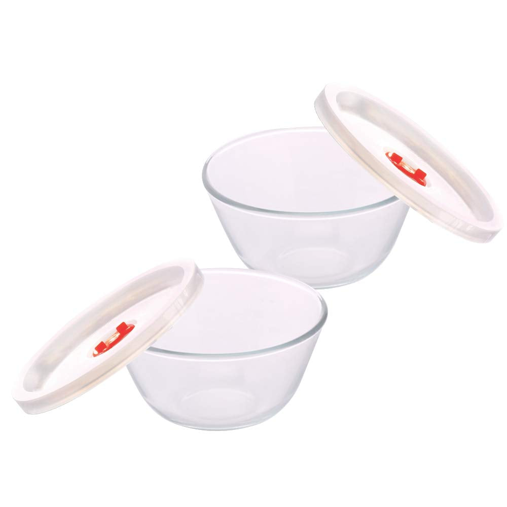 Borosil Basic 500 ML Mixing Bowl Set | Transparent | Set of 2 Pcs