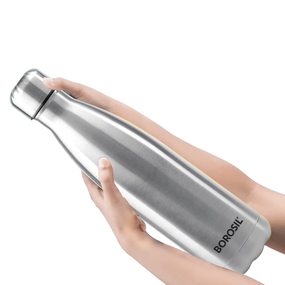 Borosil Stainless Steel Bolt 1000 ML Single Wall Bottle | Silver | 1 Pc