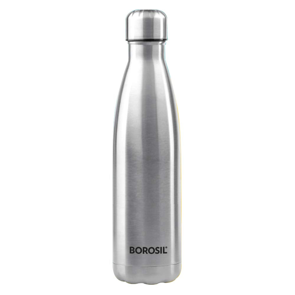 Borosil Stainless Steel Bolt 1000 ML Single Wall Bottle | Silver | 1 Pc