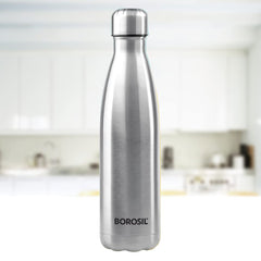 Borosil Stainless Steel Bolt 1000 ML Single Wall Bottle | Silver | 1 Pc