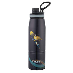Borosil Stainless Steel Hydra Gosports Football 900 ML Vacuum Insulated Water Bottle | Black | 1 Pc